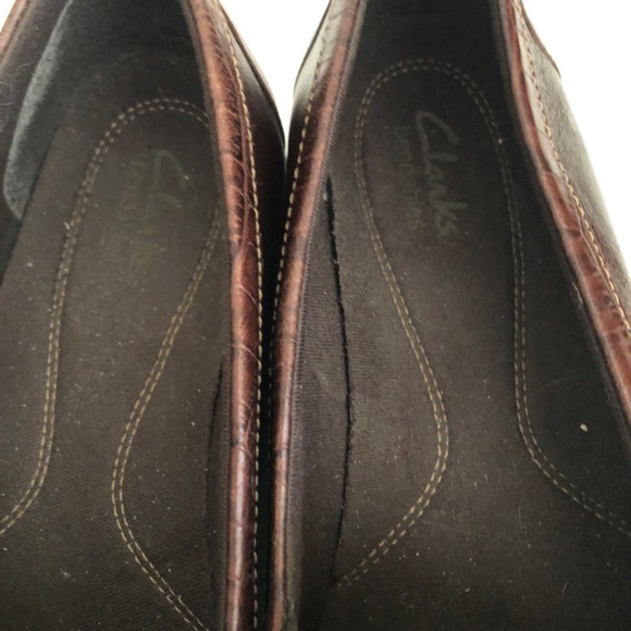 Ladies Clarks Loafers Brown Comfort Alligator Look Leather - Picture 4 of 5